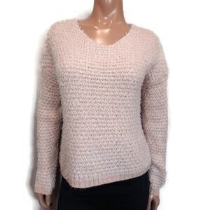 💠SILVIAN HEACH Denim Fuzzy Peach Knit Vneck Sweater